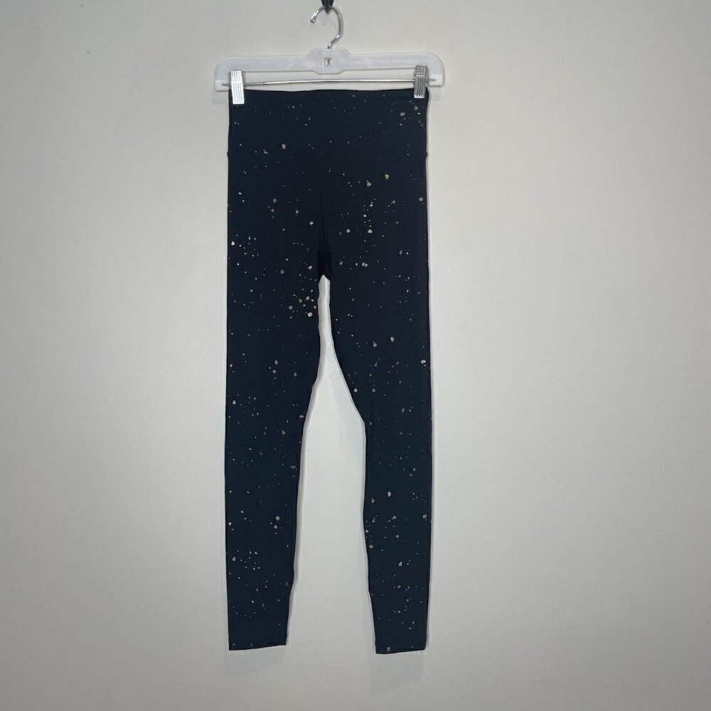 Spiritual Gangster Foil Print Black Gold Paint Splatter Essential Leggings Small - Picture 2 of 9